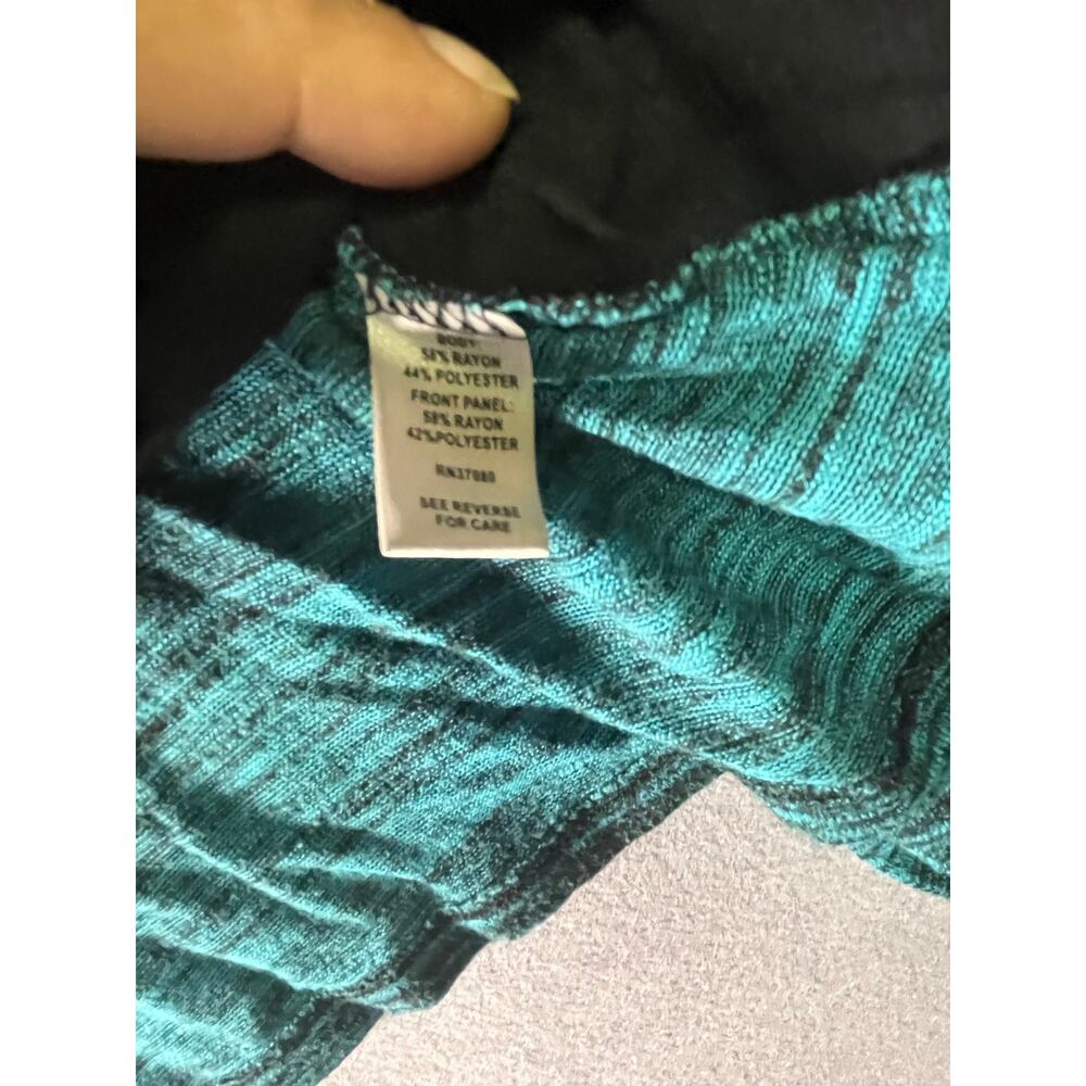 Cato Space Dye Teal Short Sleeve Cardigan Top Set Size L - Picture 6 of 7